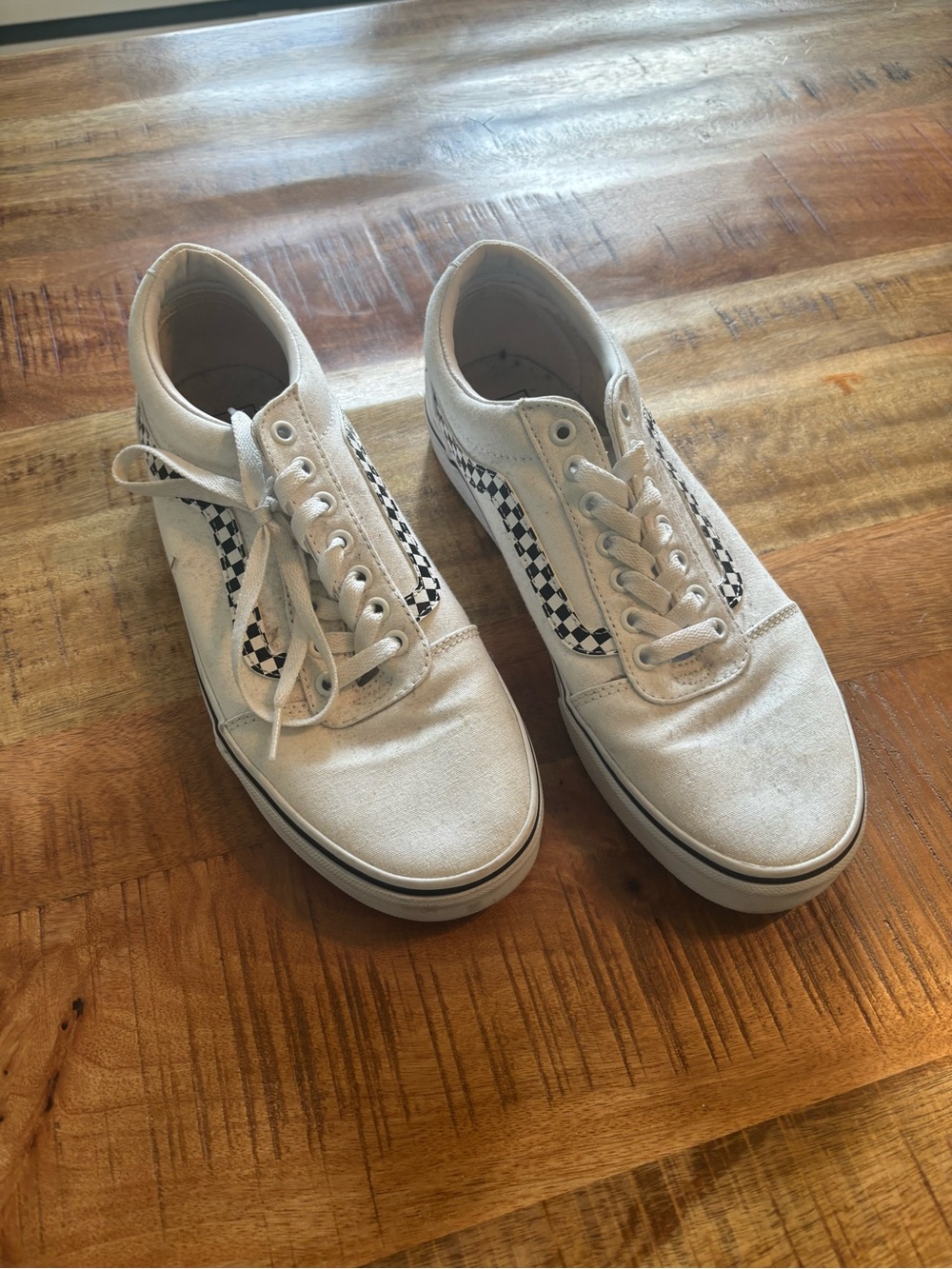 Vans White Checkerboard Stripe Low Top Sneakers Men's 10/Womens 9